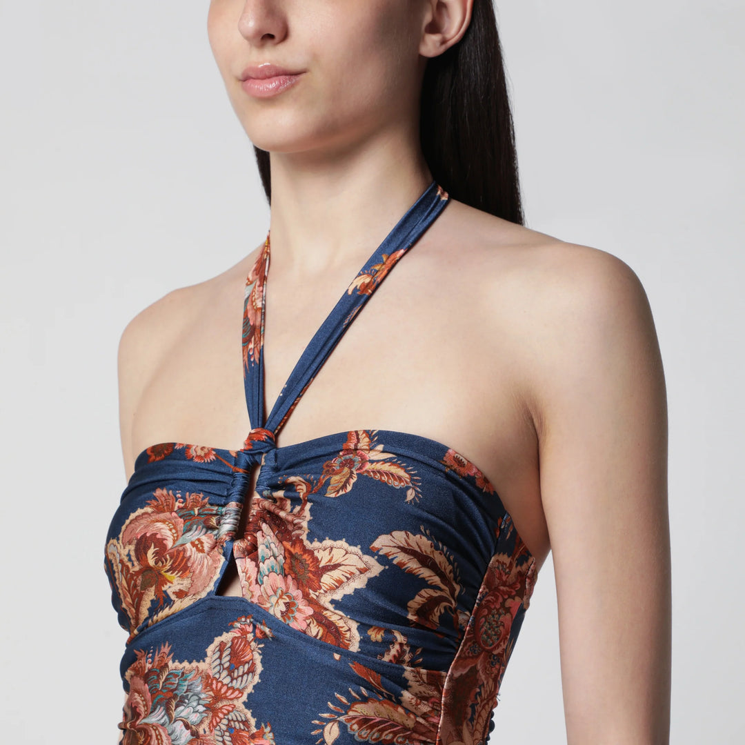 ZIMMERMANN - Aster Navy Jacobean one-piece swimsuit