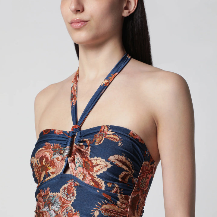 ZIMMERMANN - Aster Navy Jacobean one-piece swimsuit