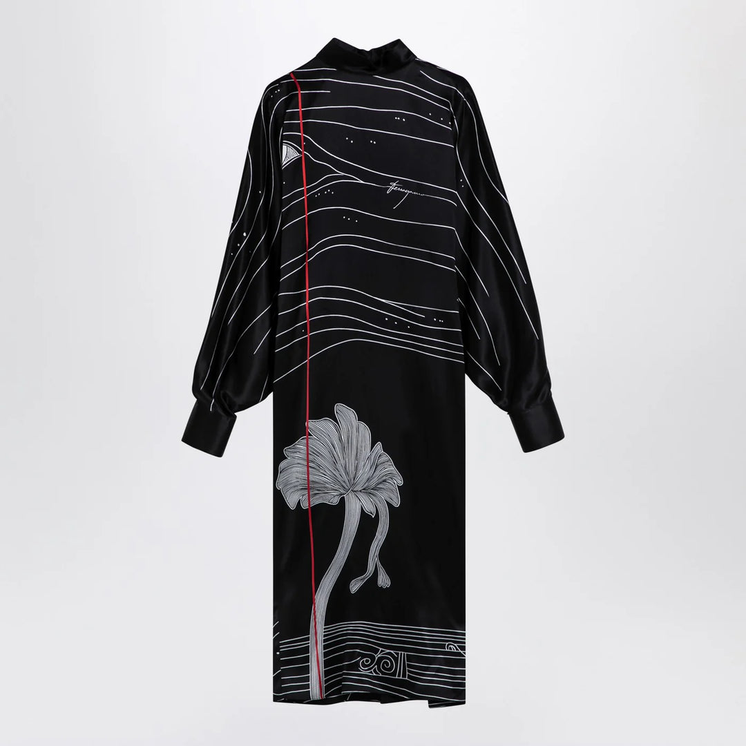 Ferragamo - Black silk satin midi dress
