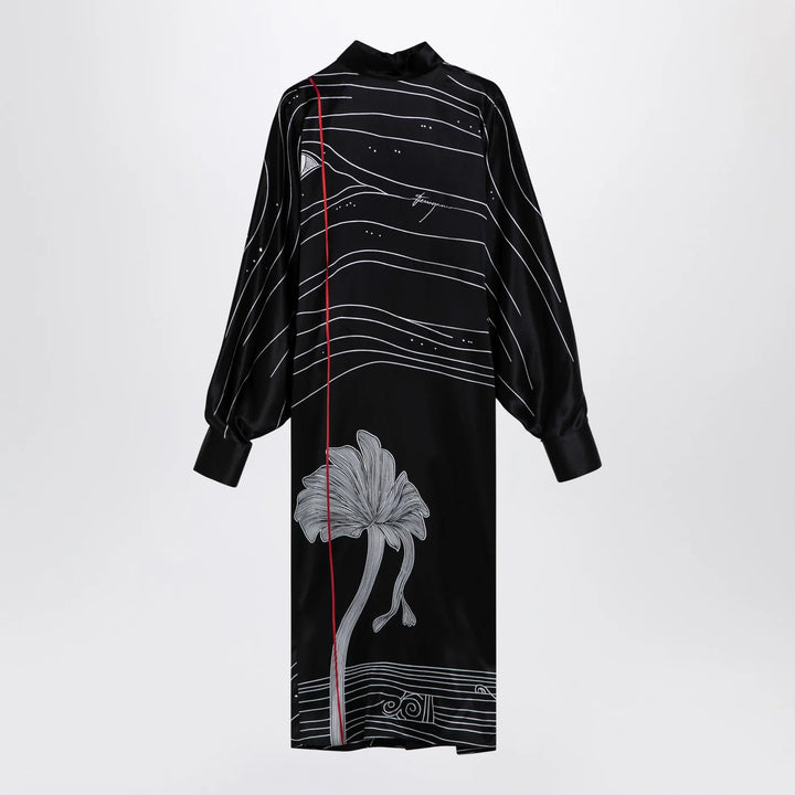 Ferragamo - Black silk satin midi dress