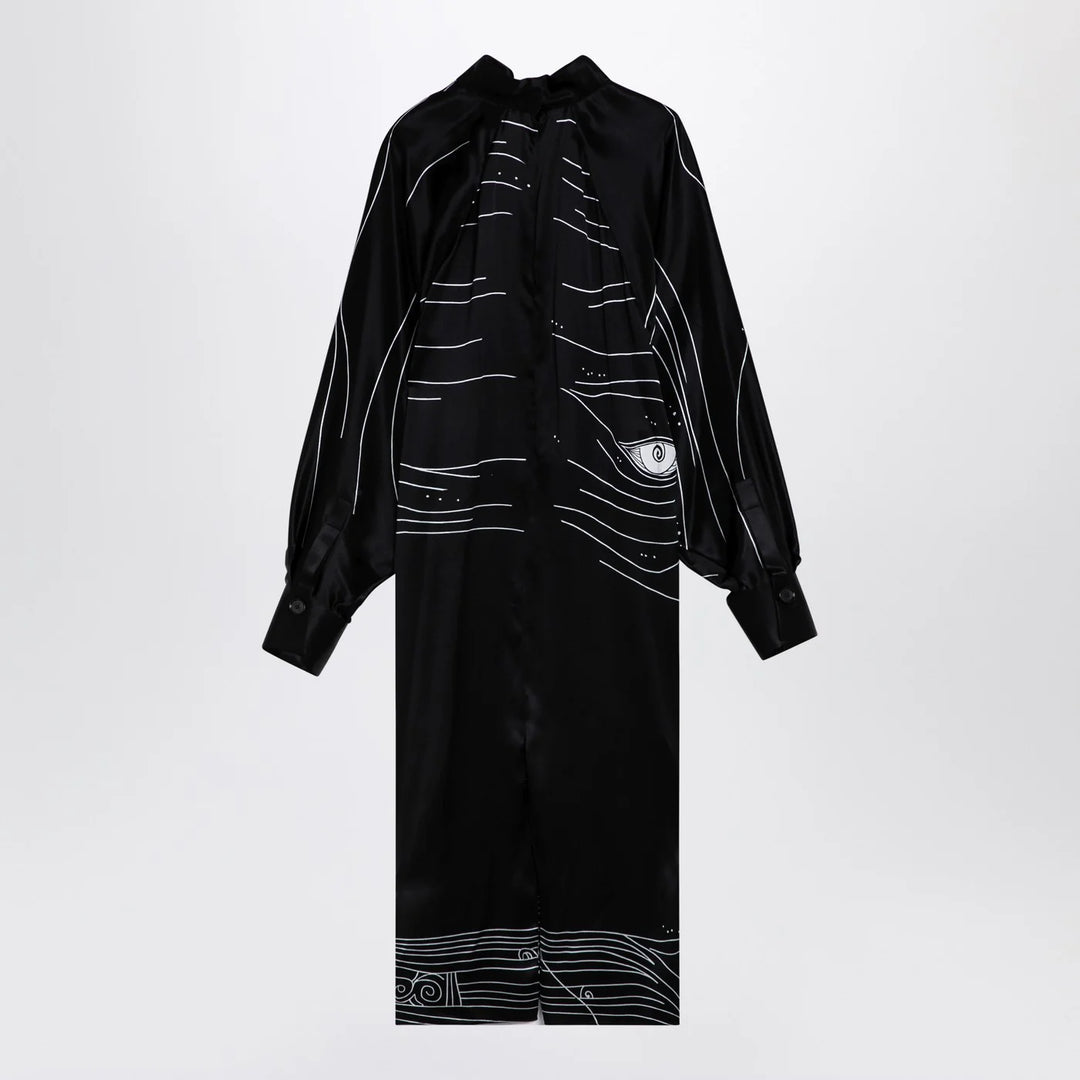 Ferragamo - Black silk satin midi dress