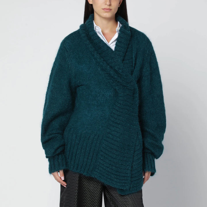 Dries Van Noten - Oversized petroleum green mohair-blend sweater