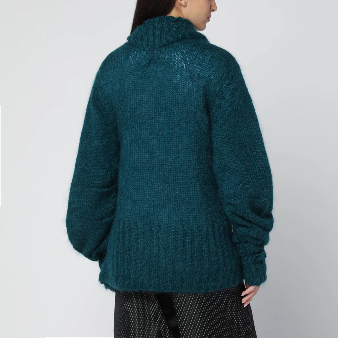Dries Van Noten - Oversized petroleum green mohair-blend sweater