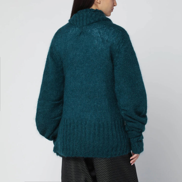 Dries Van Noten - Oversized petroleum green mohair-blend sweater