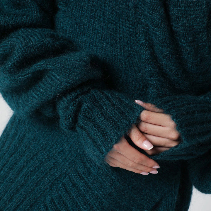 Dries Van Noten - Oversized petroleum green mohair-blend sweater