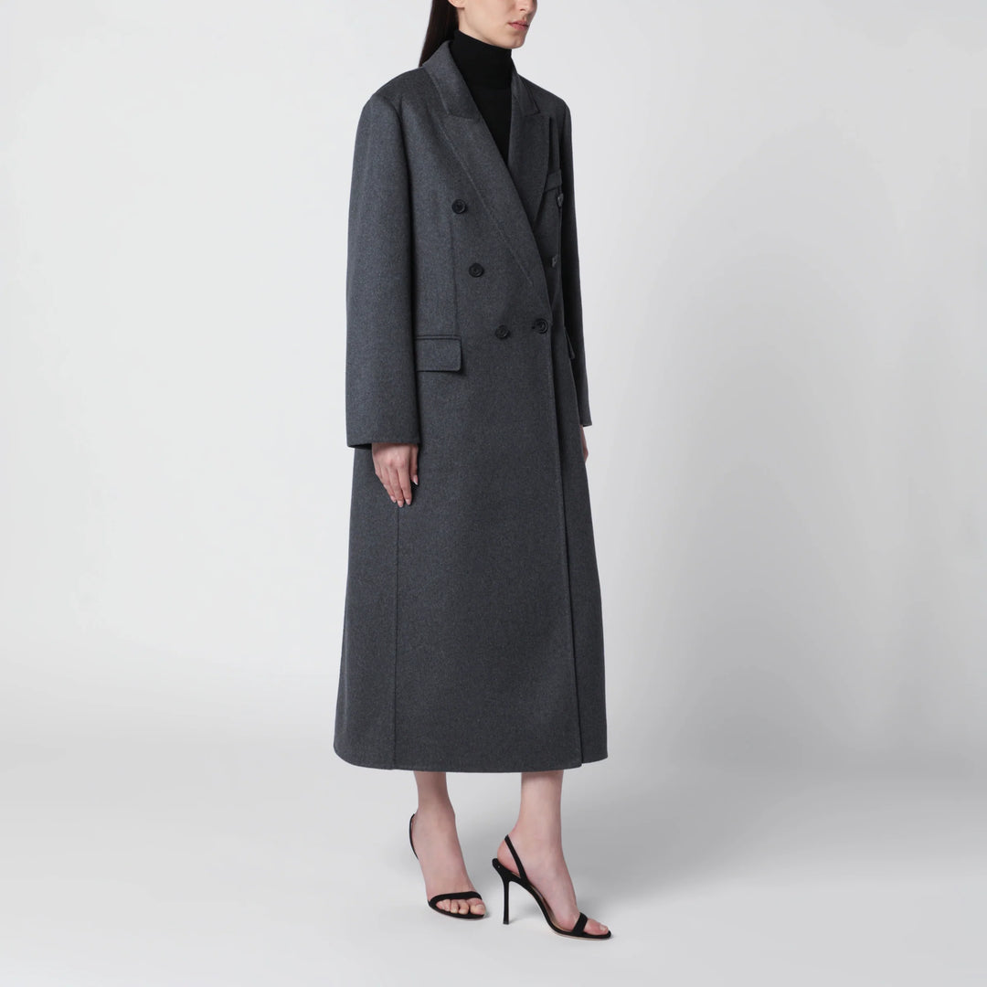 Victoria Beckham - Double-breasted coat in grey mélange wool and cashmere
