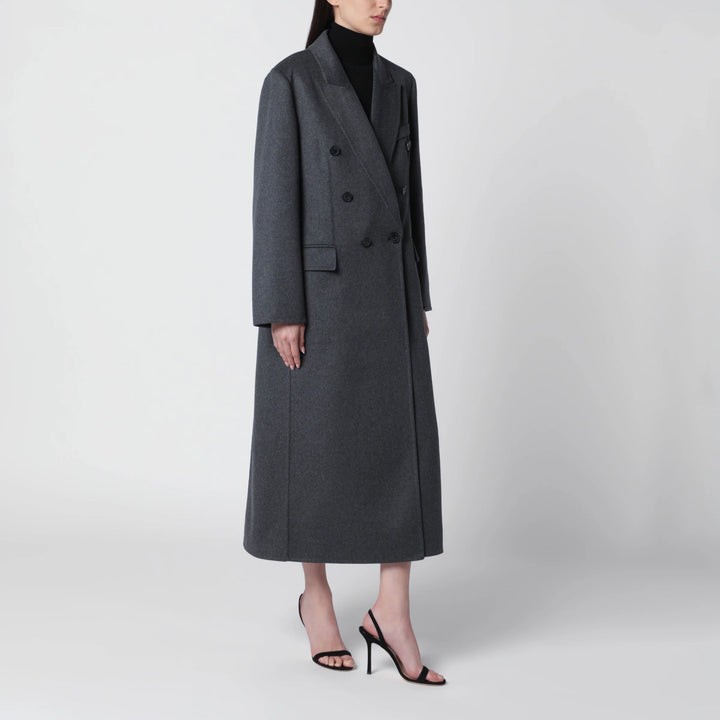 Victoria Beckham - Double-breasted coat in grey mélange wool and cashmere