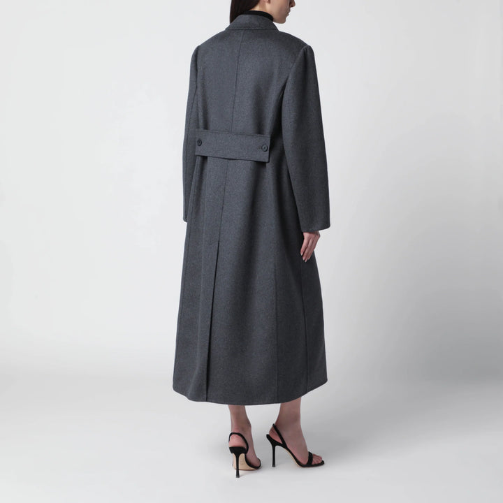 Victoria Beckham - Double-breasted coat in grey mélange wool and cashmere
