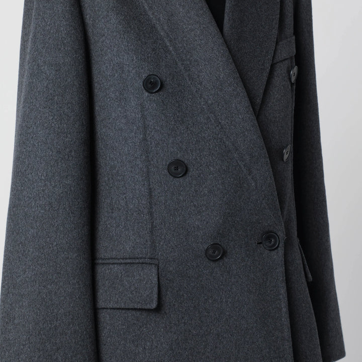 Victoria Beckham - Double-breasted coat in grey mélange wool and cashmere