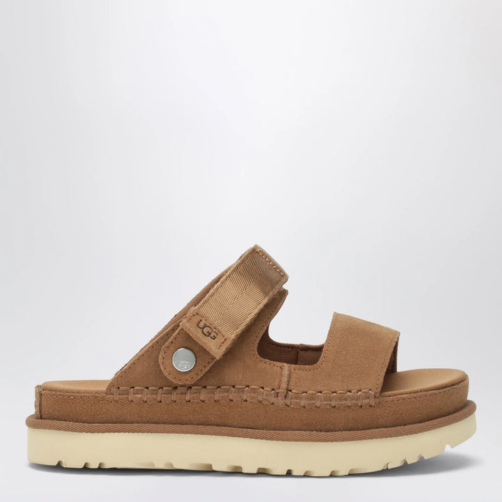 UGG - Goldenstar Glide suede sandals in chestnut