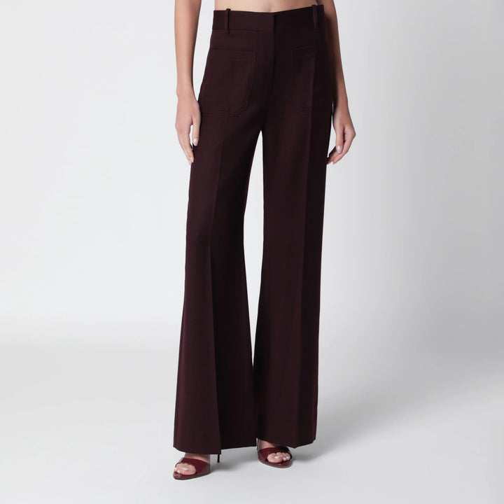 Victoria Beckham - Dark Acai purple virgin wool flannel trousers
