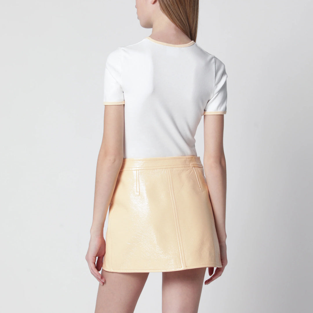Courrèges - White/orange contrast cotton crew-neck T-shirt
