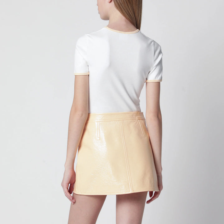Courrèges - White/orange contrast cotton crew-neck T-shirt