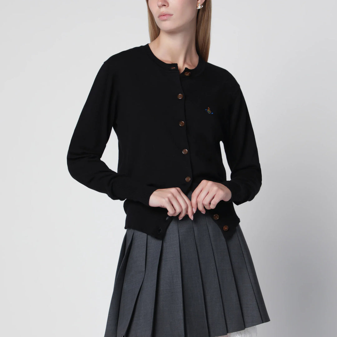 Vivienne Westwood - Bea cotton-cashmere cardigan with Orb embroidery, black Brand Apparel & Accessories > Clothing > Shirts & Tops S
