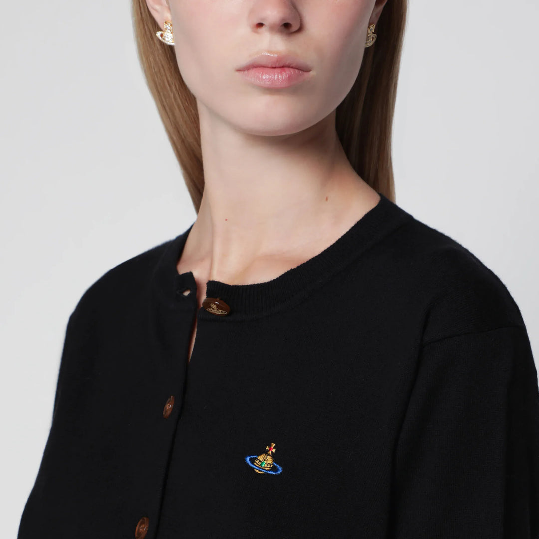 Vivienne Westwood - Bea cotton-cashmere cardigan with Orb embroidery, black