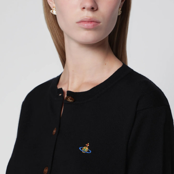 Vivienne Westwood - Bea cotton-cashmere cardigan with Orb embroidery, black