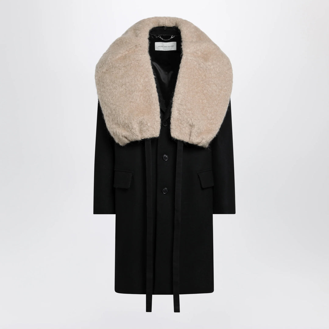 Dries Van Noten - Black coat with removable neckline