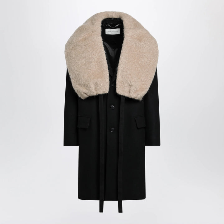 Dries Van Noten - Black coat with removable neckline