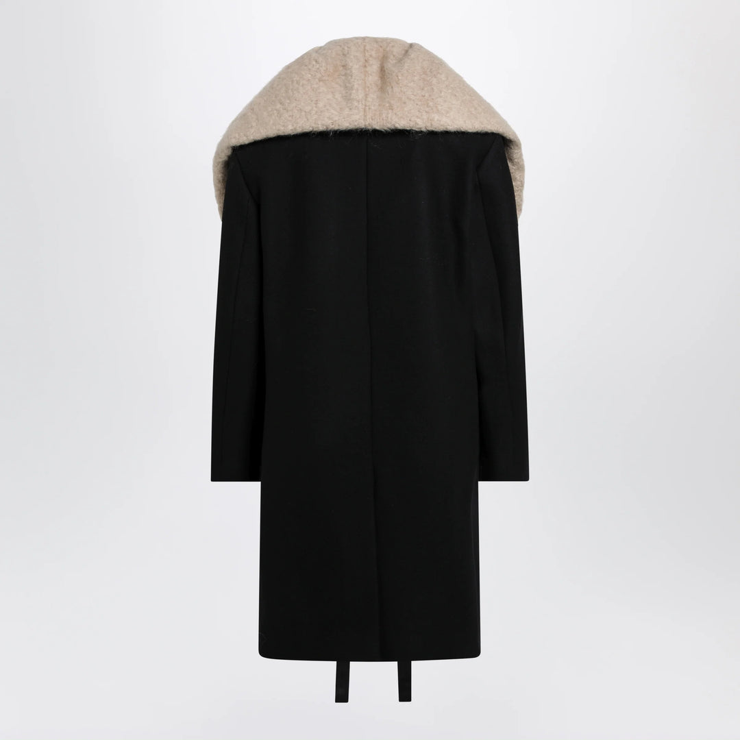 Dries Van Noten - Black coat with removable neckline