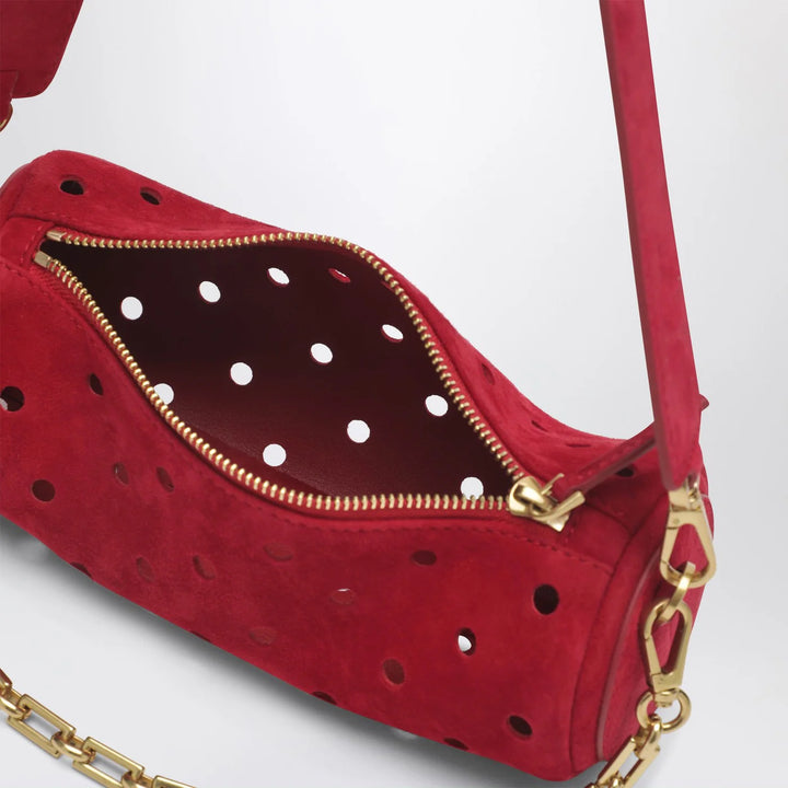 Manu Atelier - Mini Cylinder bag in perforated red suede