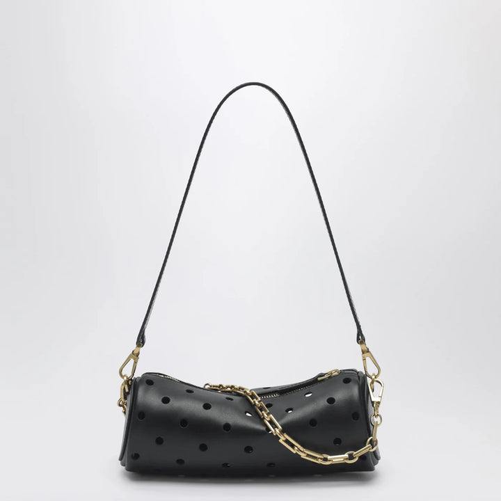 Manu Atelier - Mini Cylinder bag in perforated black leather