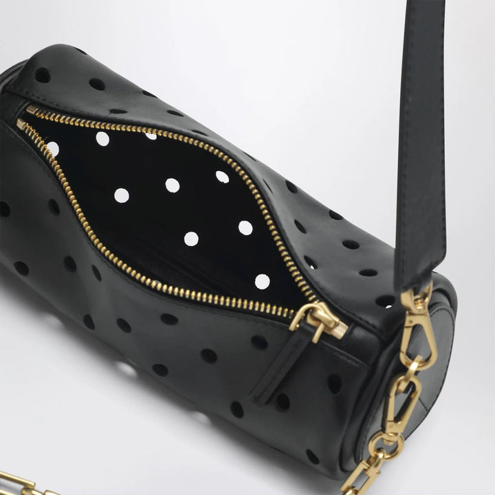Manu Atelier - Mini Cylinder bag in perforated black leather