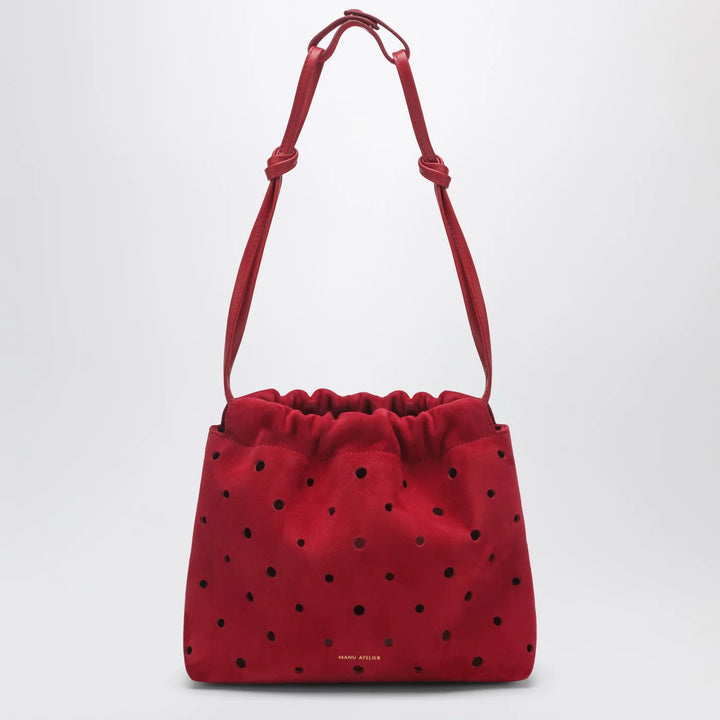 Manu Atelier - Romy perforated red suede pouch