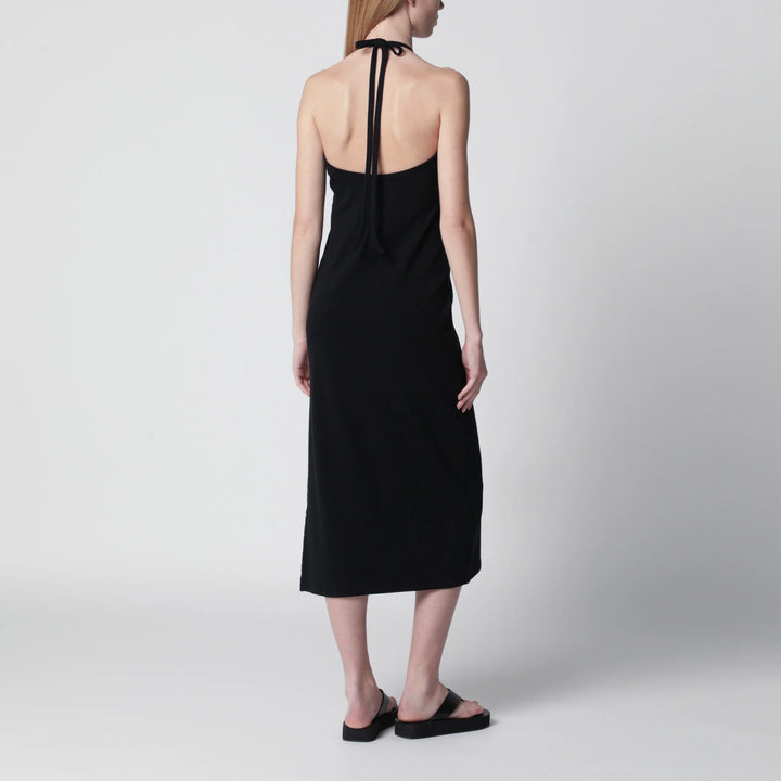 Courrèges - Long halterneck jersey dress in cotton, black