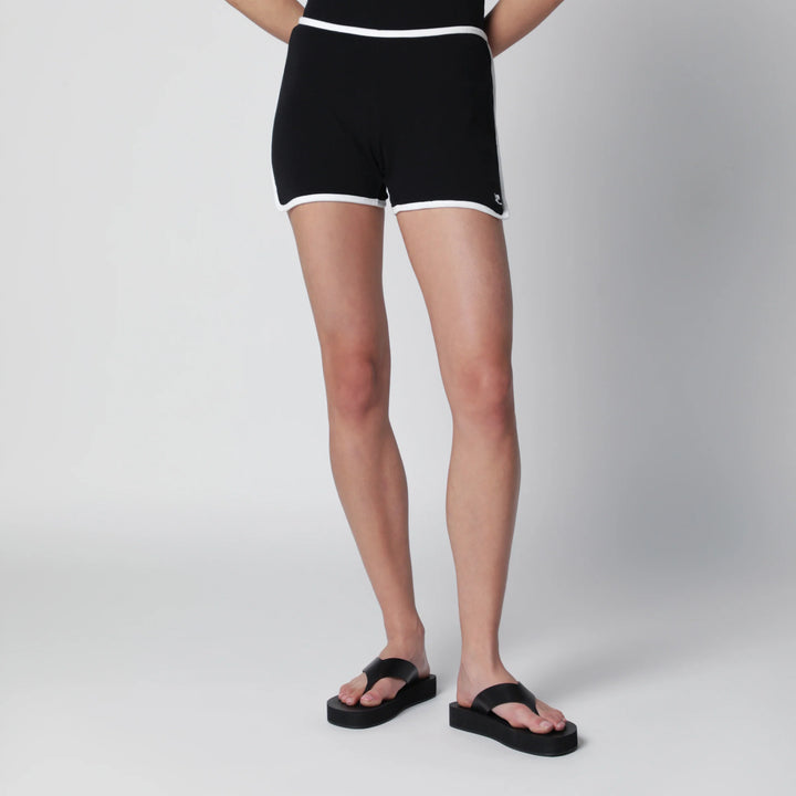 Courrèges - Contrast mini jersey shorts in black cotton