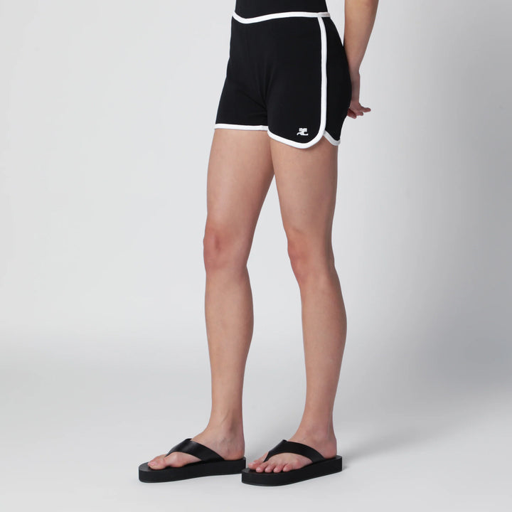 Courrèges - Contrast mini jersey shorts in black cotton