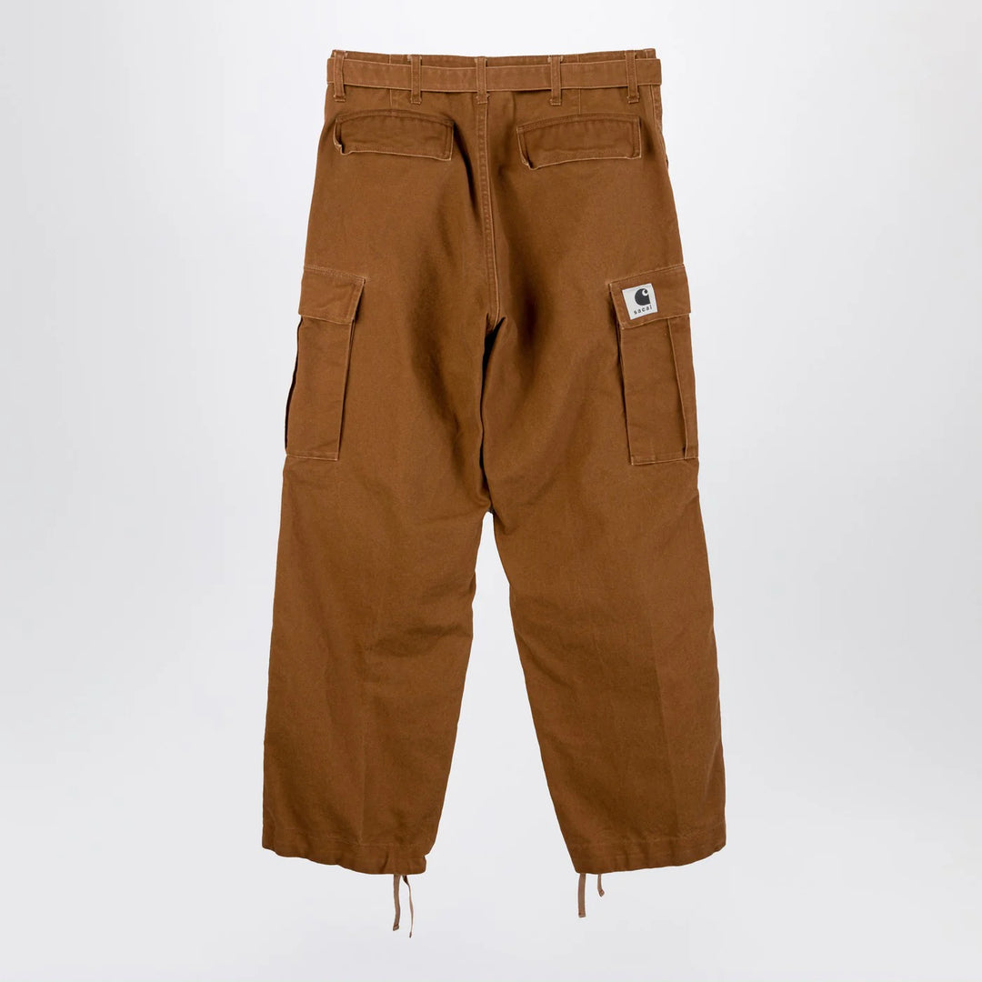 Sacai x Carhartt WIP - Beige cotton cargo trousers