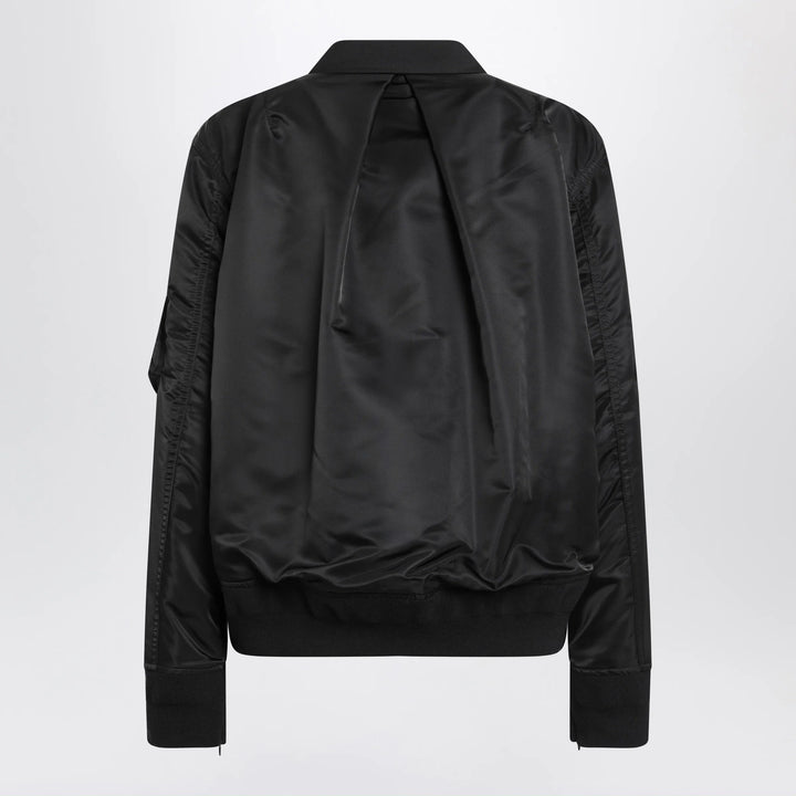 Sacai - Black double-breasted wool and nylon blend jacket