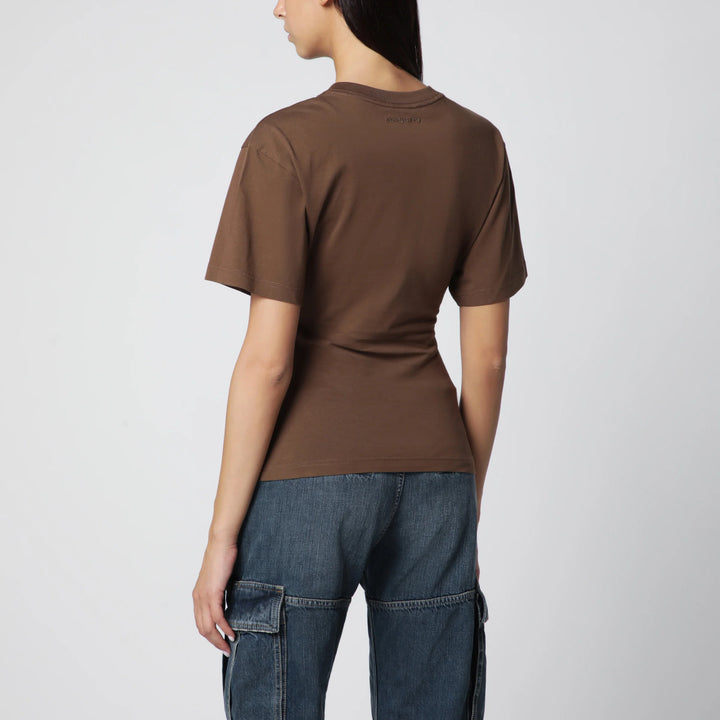 Courrèges - Brick/black cotton T-shirt with logo