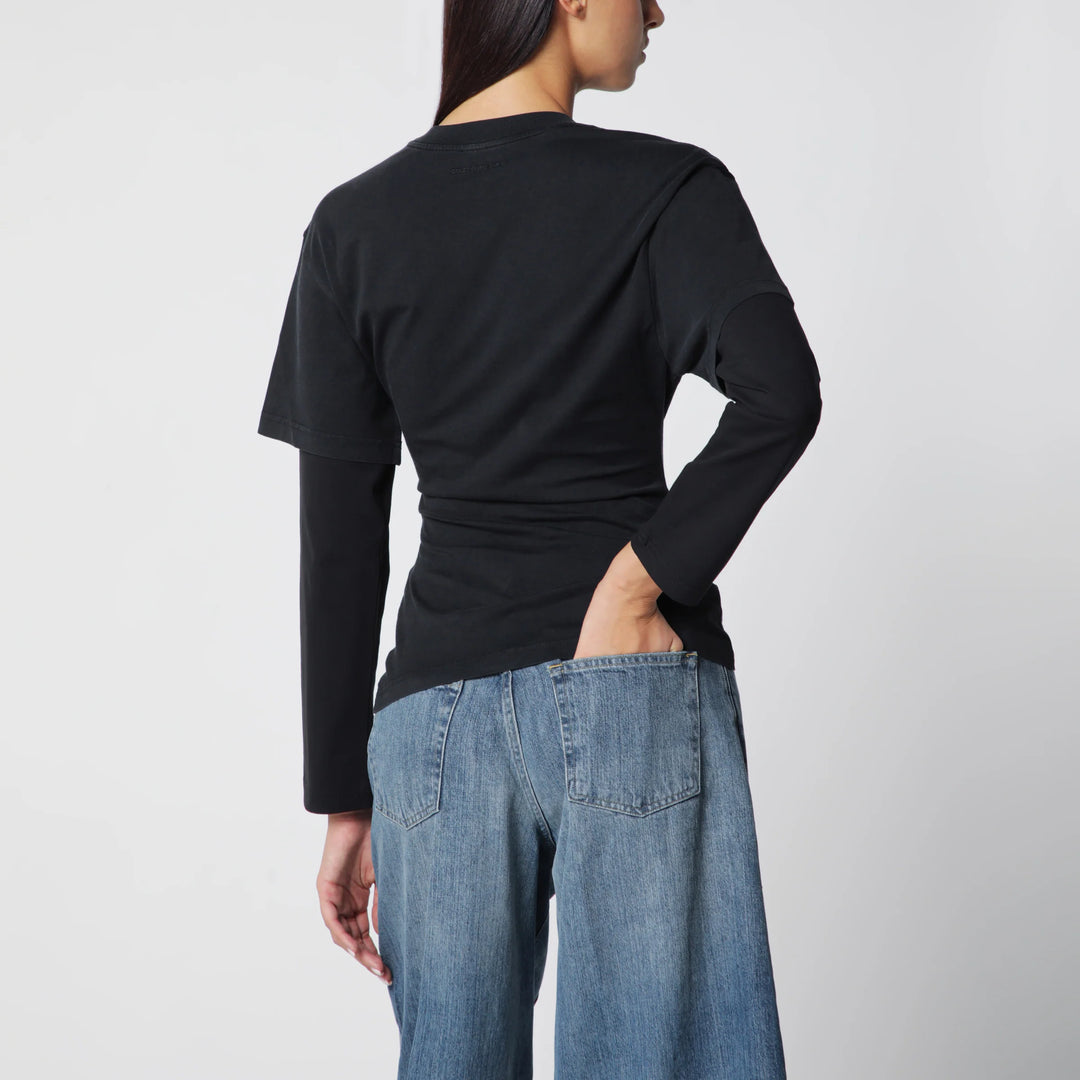 Courrèges - Black double-sleeve T-shirt