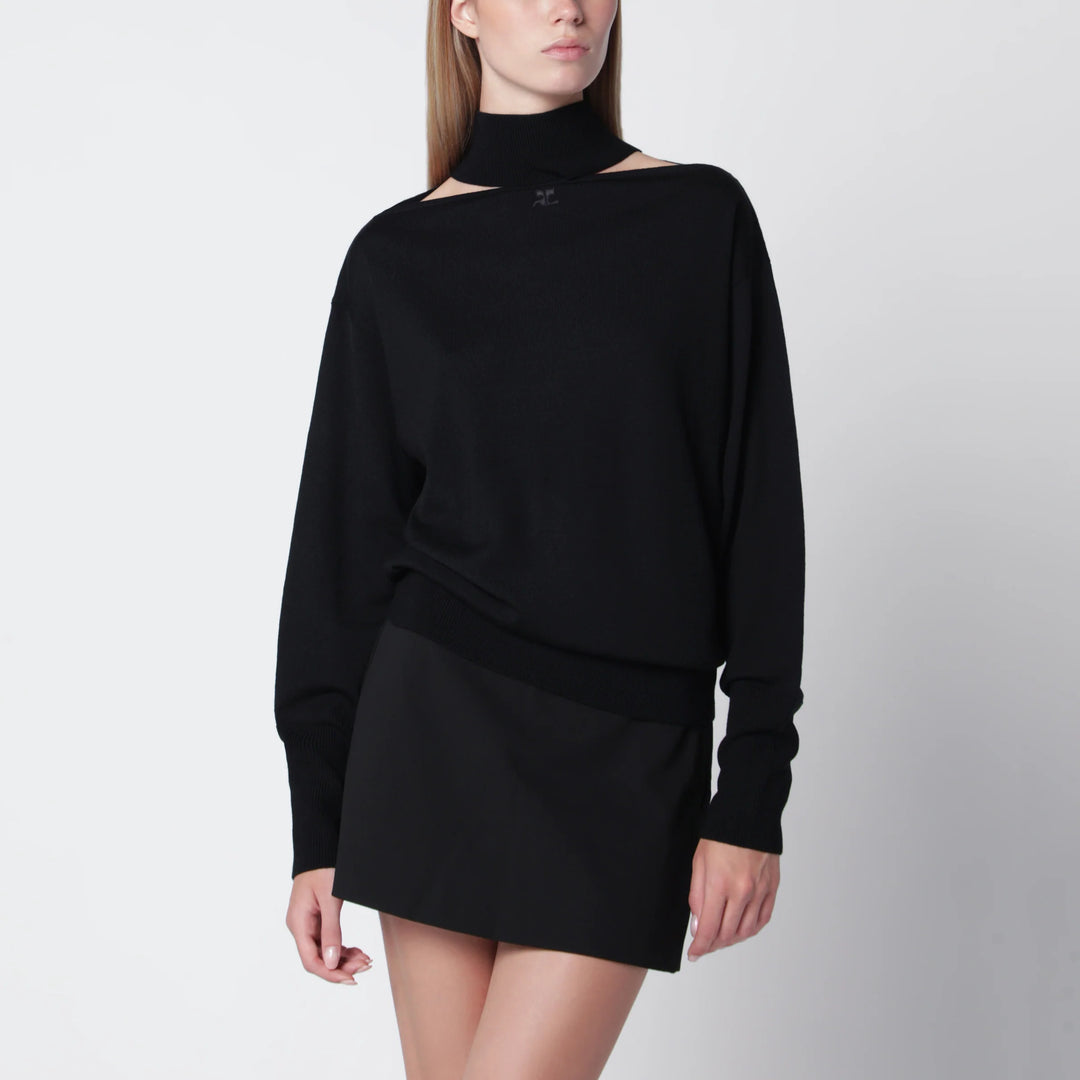 Courrèges - Black merino wool turtleneck sweater