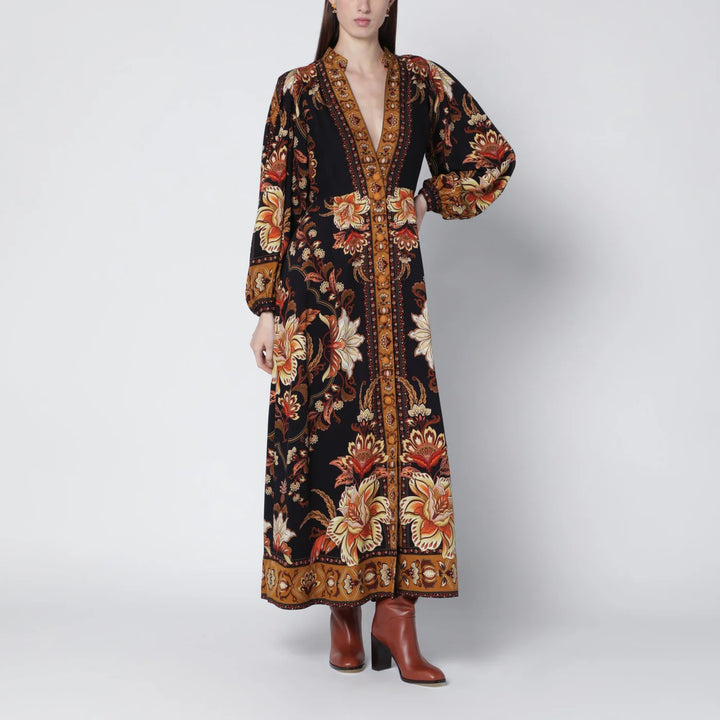 FARM Rio - Black “Majestic Garden” long dress