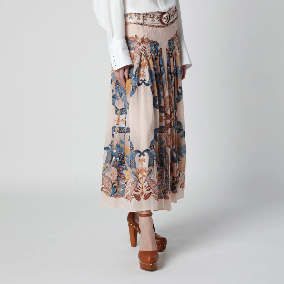 FARM Rio - Pink Sea Garden pleated skirt