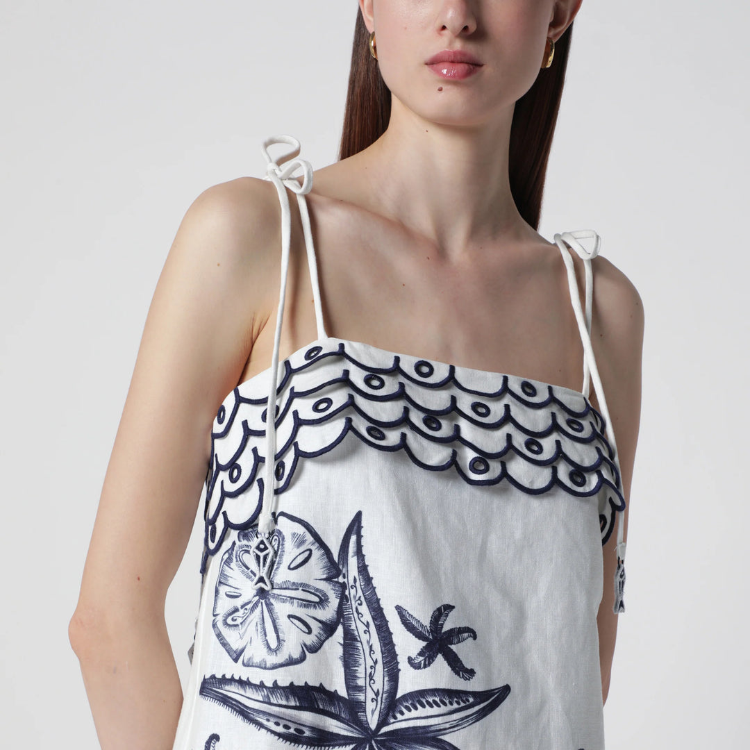FARM Rio - Coast Stars printed linen midi dress