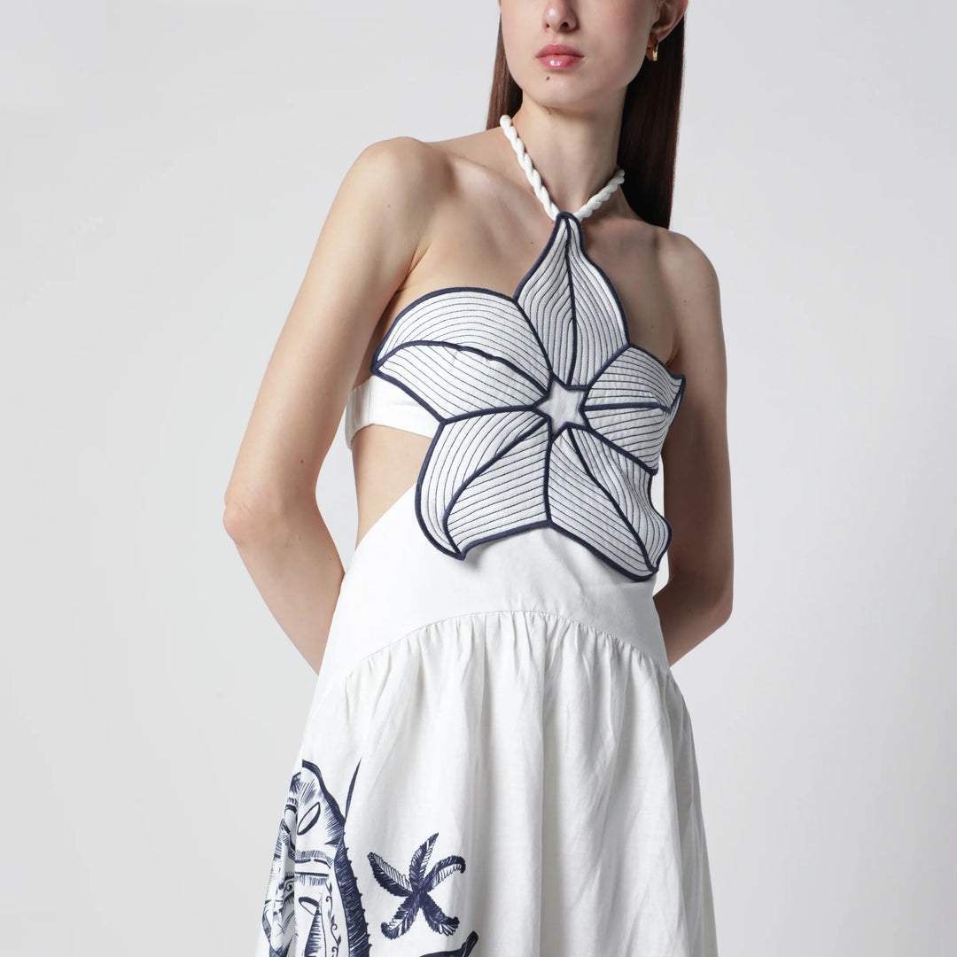 FARM Rio - Coast Stars printed linen midi dress