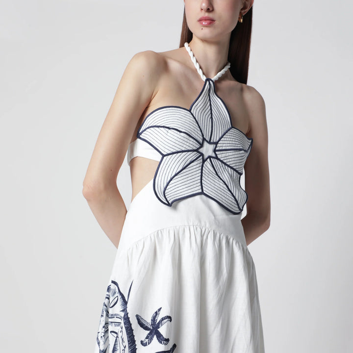 FARM Rio - Coast Stars printed linen midi dress
