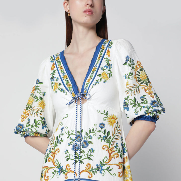 FARM Rio - Emily Floral Tapestry drawstring midi dress
