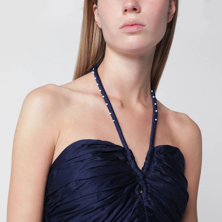 FARM Rio - Navy blue Richelieu midi dress with embroidery