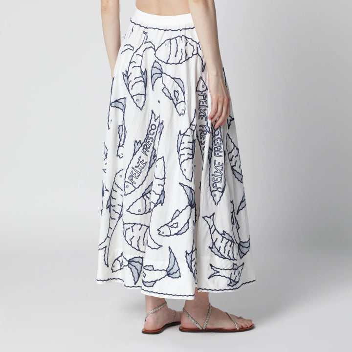 FARM Rio - Midi skirt with marine embroidery