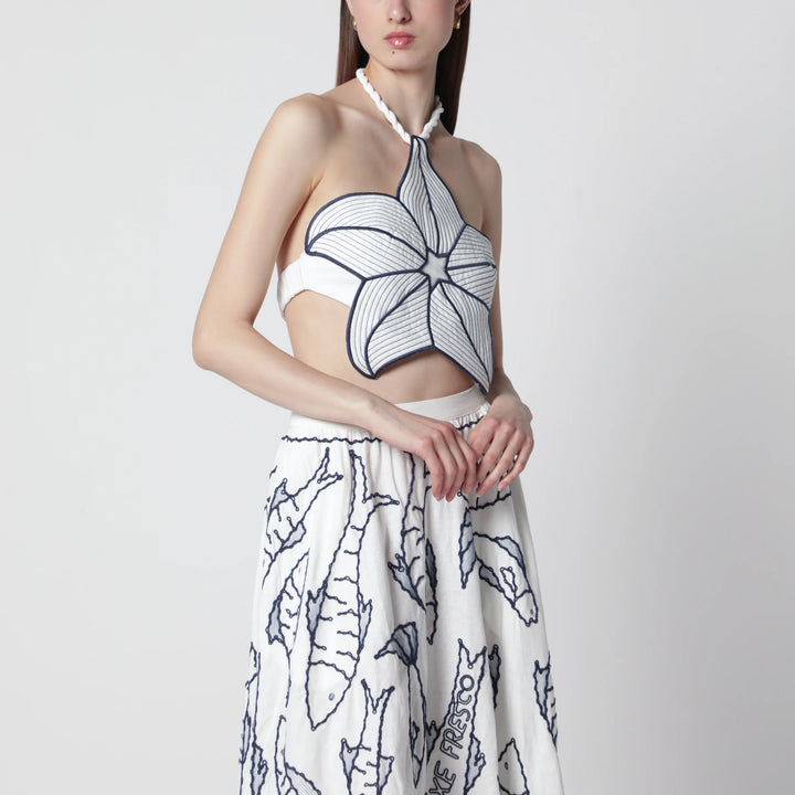 FARM Rio - Coast Stars cropped top in linen blend