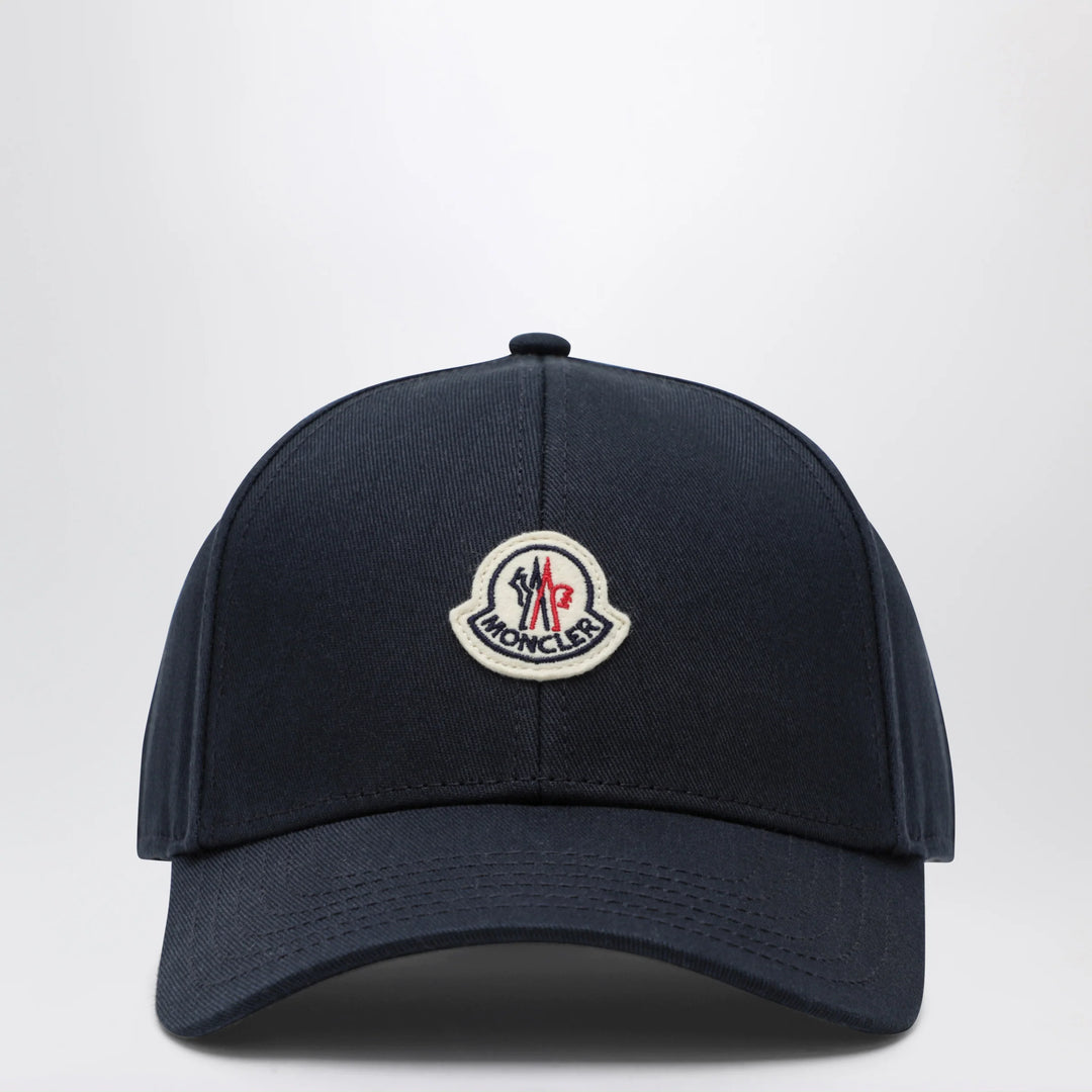 Moncler - Baseball cap with front patch in cotton blue