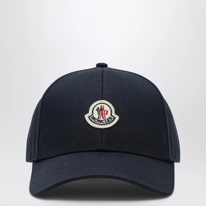Moncler - Baseball cap with front patch in cotton blue