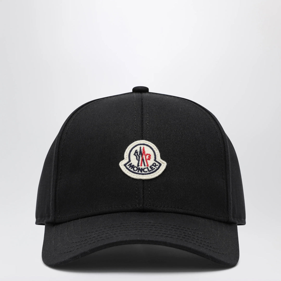 Moncler - Black cotton baseball cap with patch