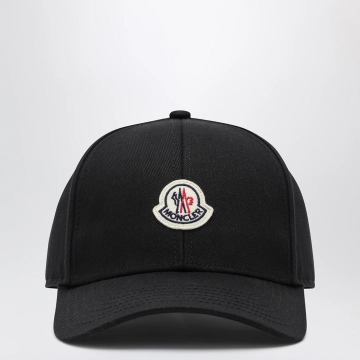 Moncler - Black cotton baseball cap with patch