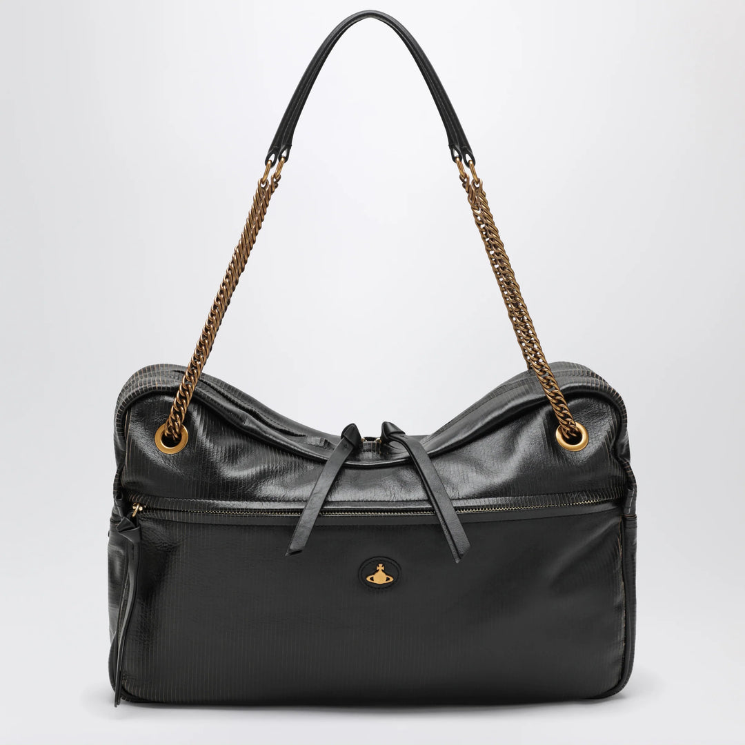 Vivienne Westwood - Dolce Large shoulder bag in textured calf leather black/beige