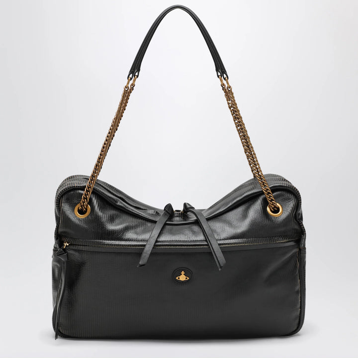Vivienne Westwood - Dolce Large shoulder bag in textured calf leather black/beige